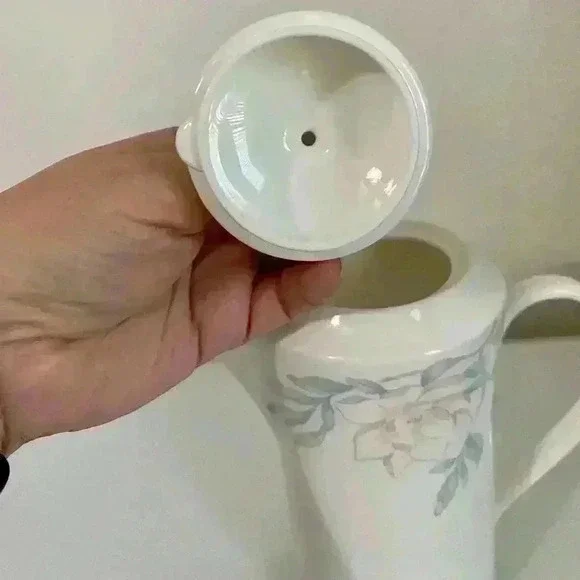 Lenox Decor Plantation Blossom Small 6 1/2” Coffee Pot Floral Pastel with Lid - Picture 4 of 12